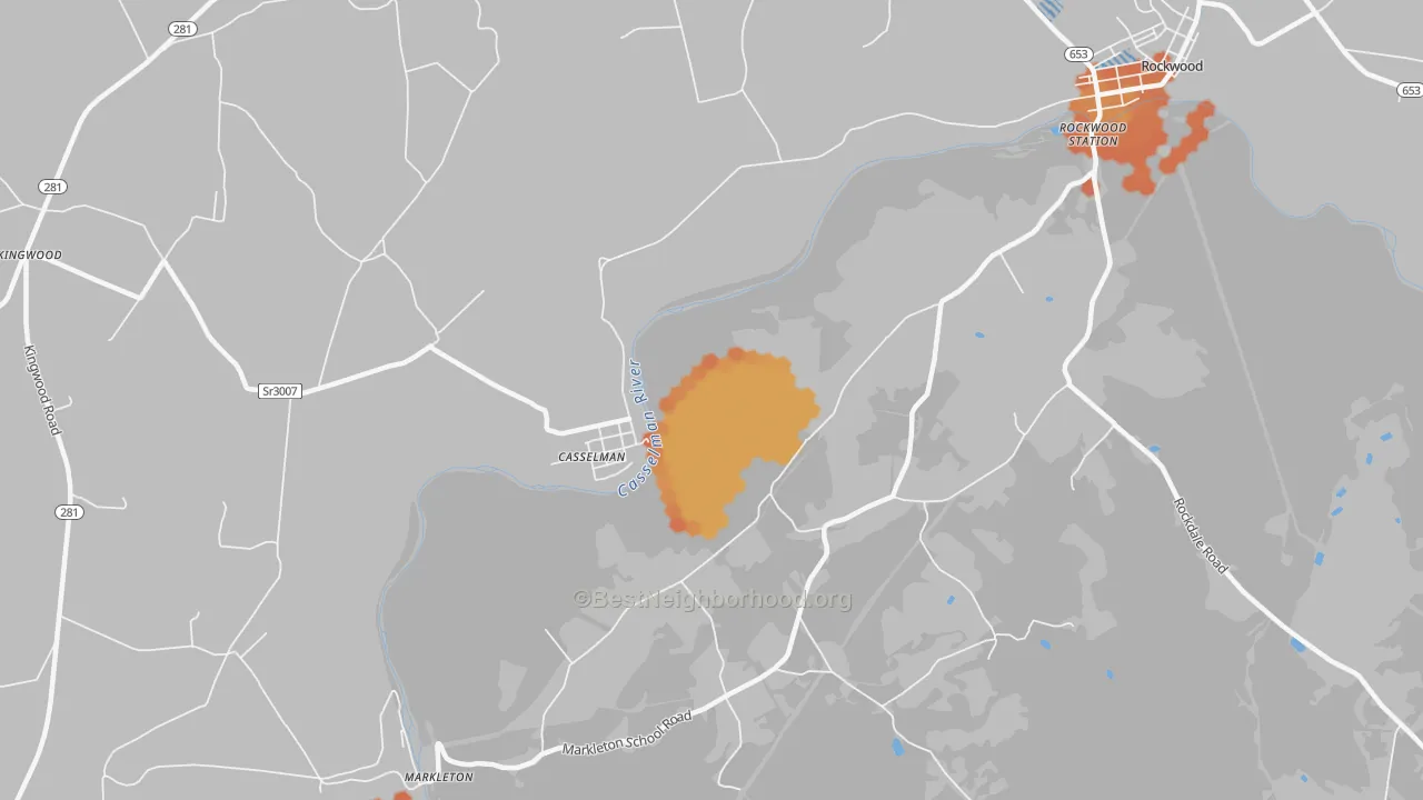 Bike Grade map of Casselman, PA