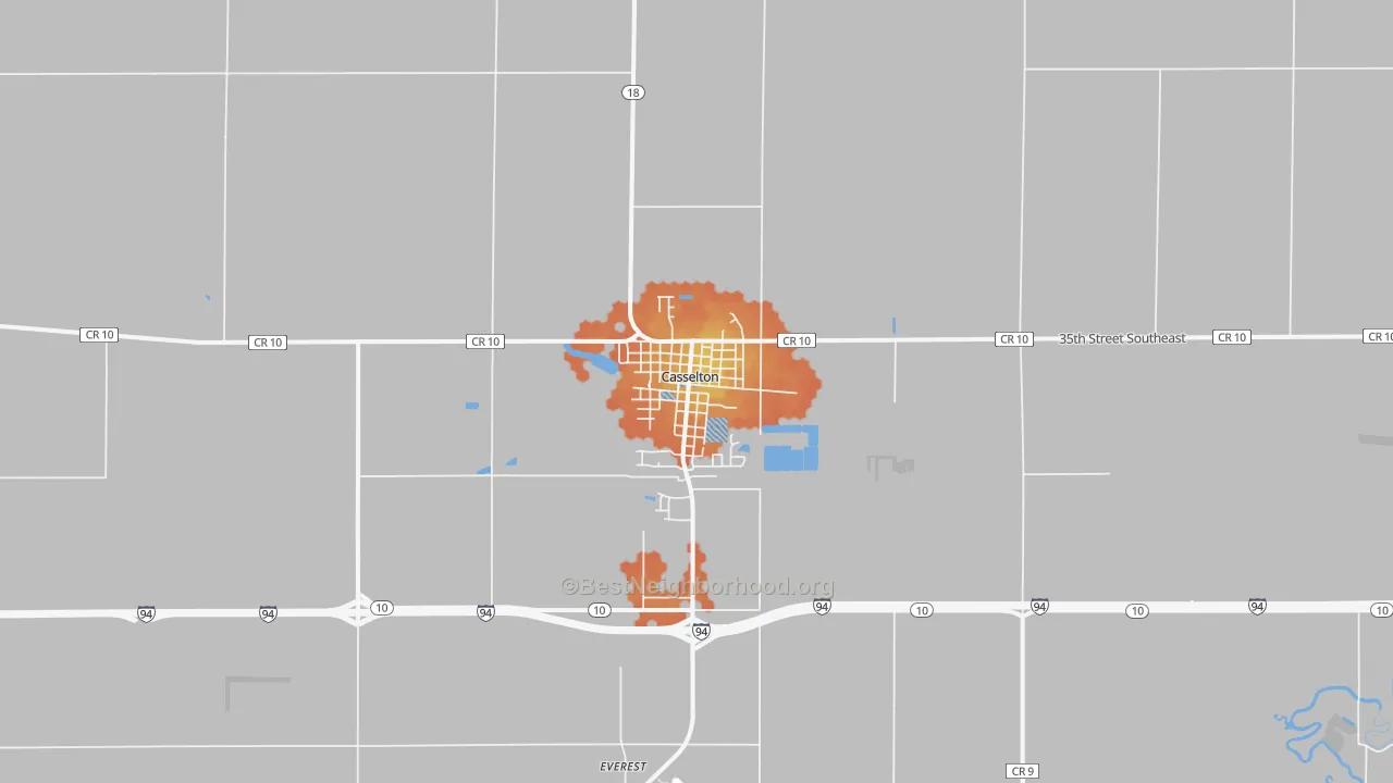 Bike Grade map of Casselton, ND