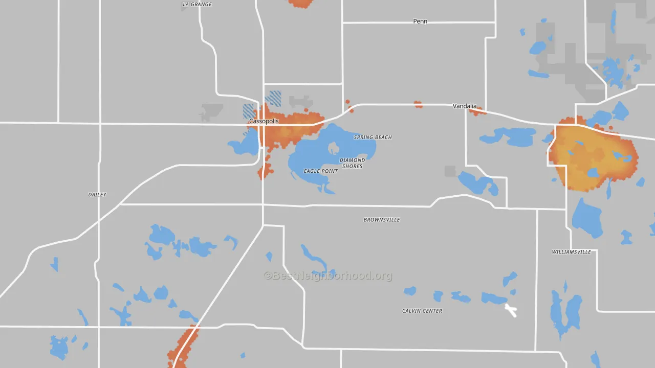 Bike Grade map of Cassopolis, MI