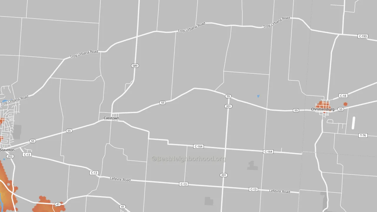 Bike Grade map of Casstown, OH