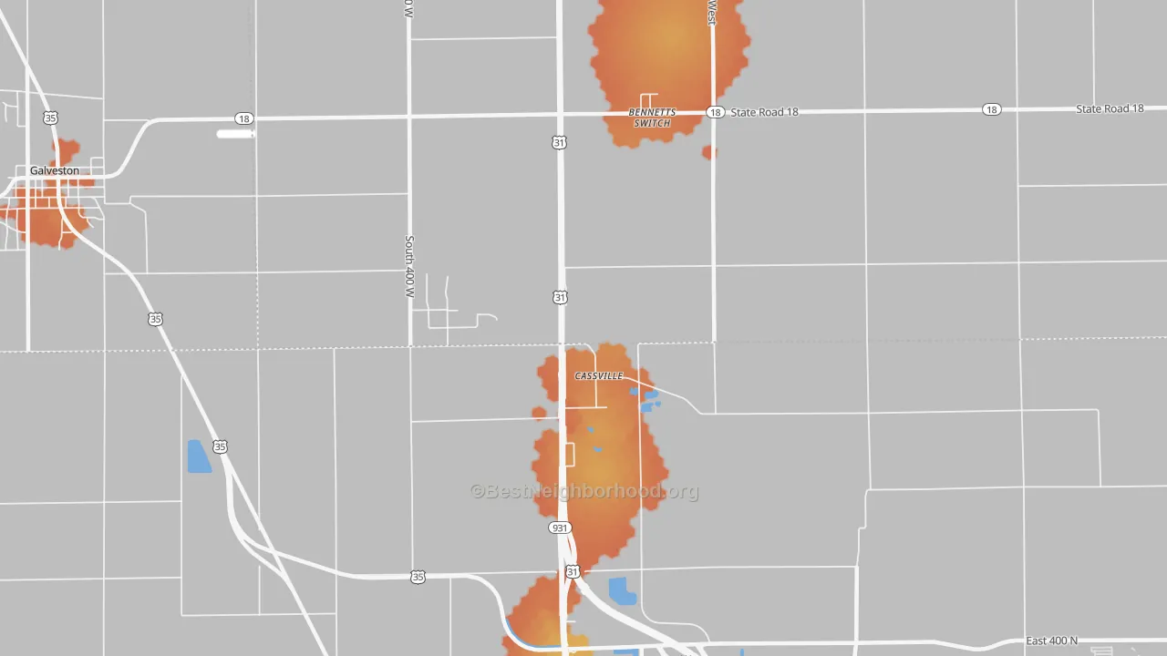 Bike Grade map of Cassville, IN