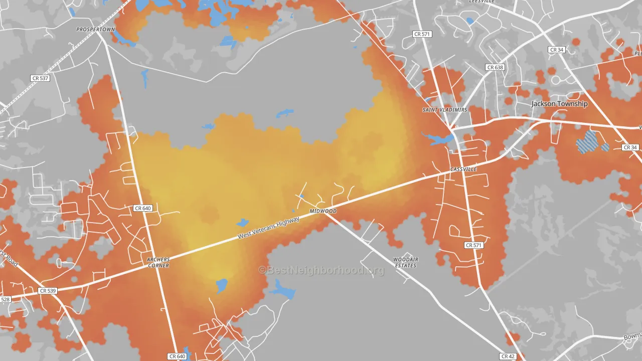Bike Grade map of Cassville, NJ
