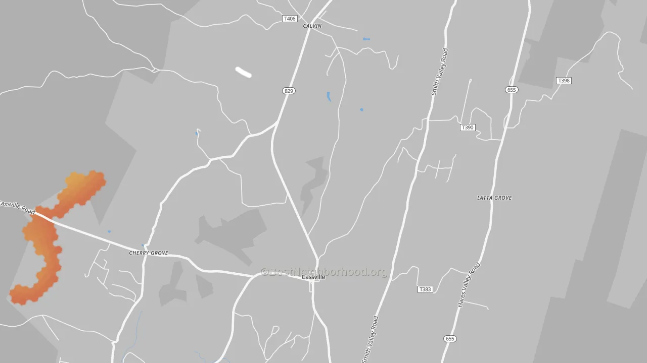 Bike Grade map of Cassville, PA