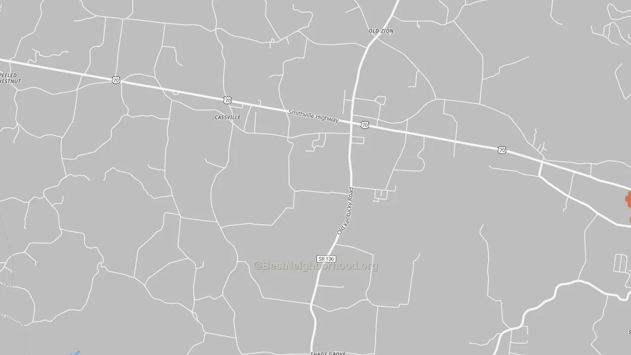 Bike Grade map of Cassville, TN