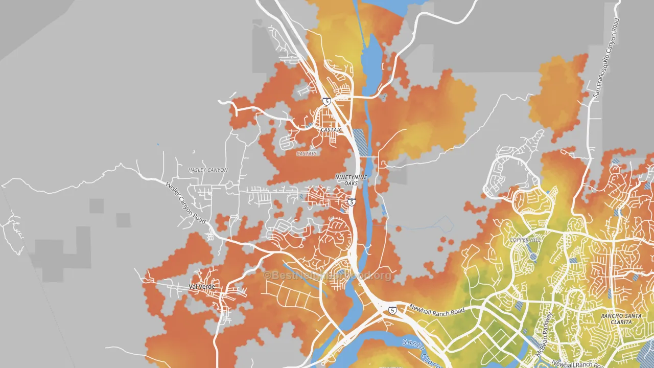Bike Grade map of Castaic, CA