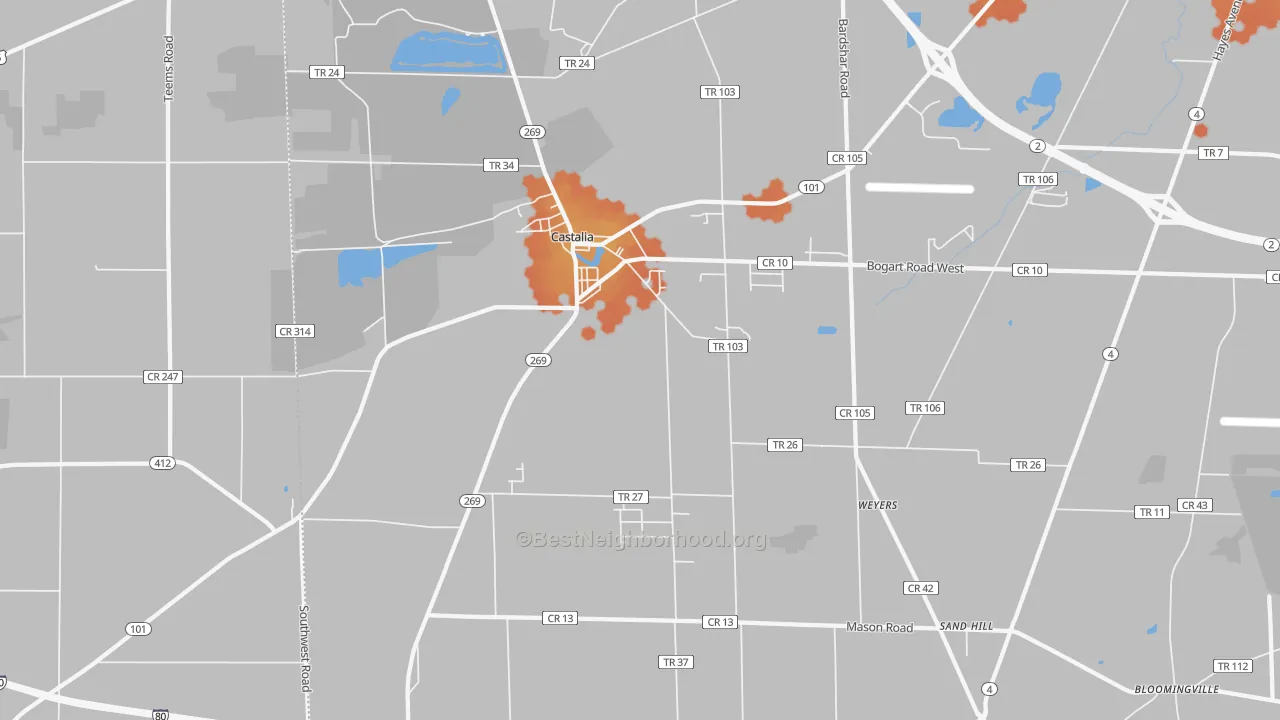 Bike Grade map of Castalia, OH