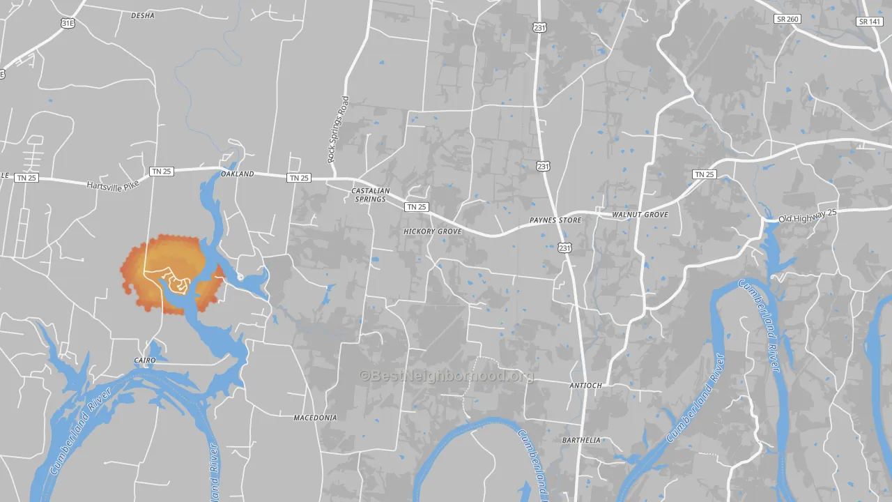 Bike Grade map of Castalian Springs, TN