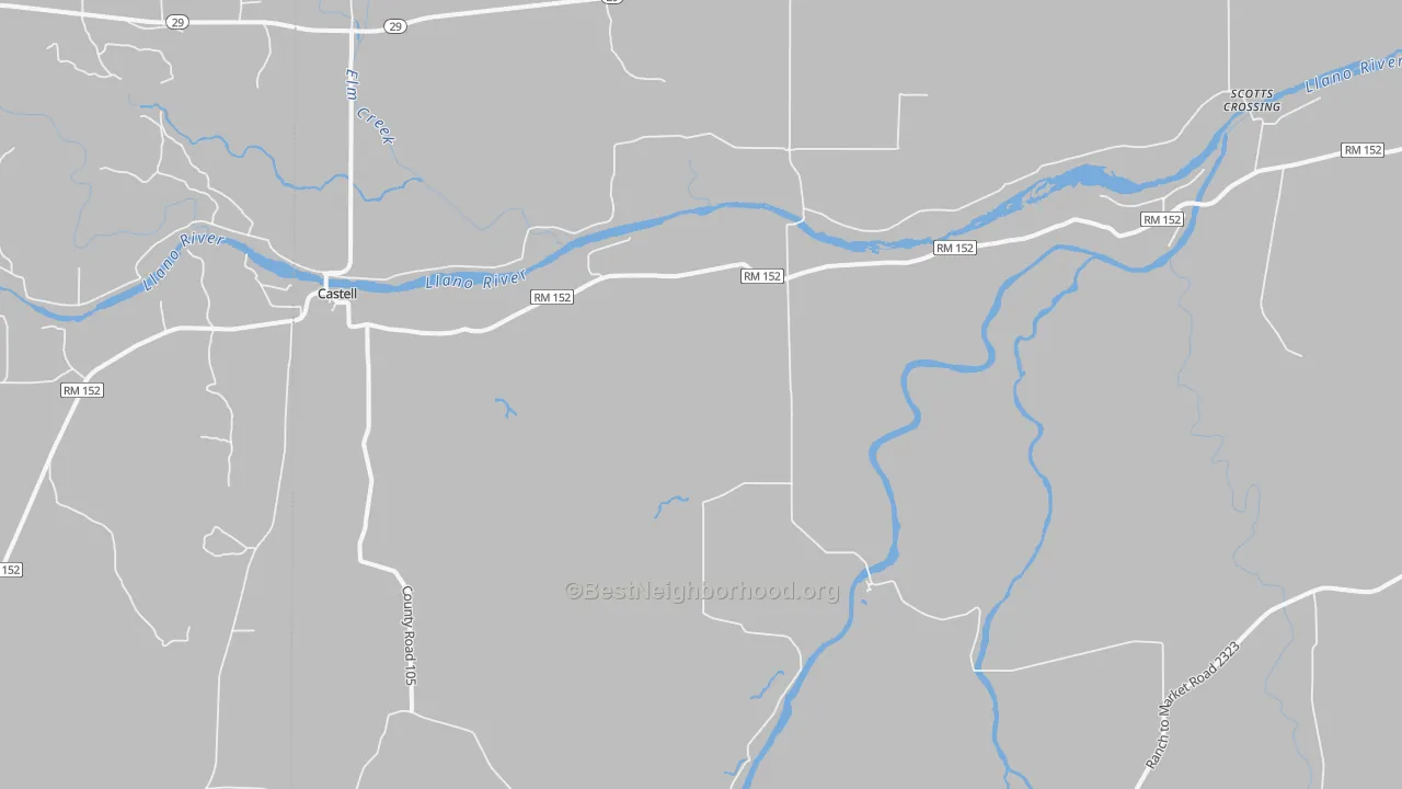 Bike Grade map of Castell, TX