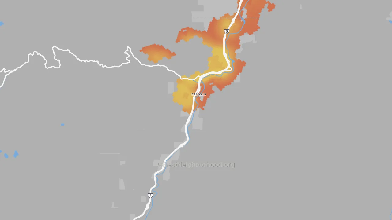 Bike Grade map of Castella, CA