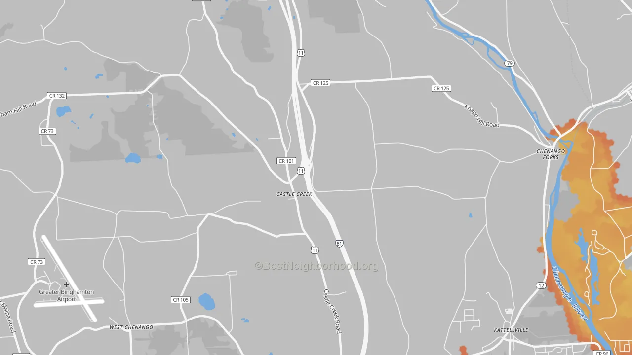 Bike Grade map of Castle Creek, NY