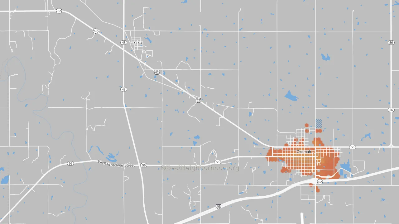 Bike Grade map of Castle, OK