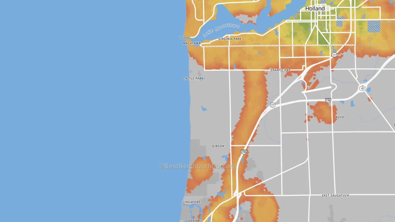 Bike Grade map of Castle Park, MI