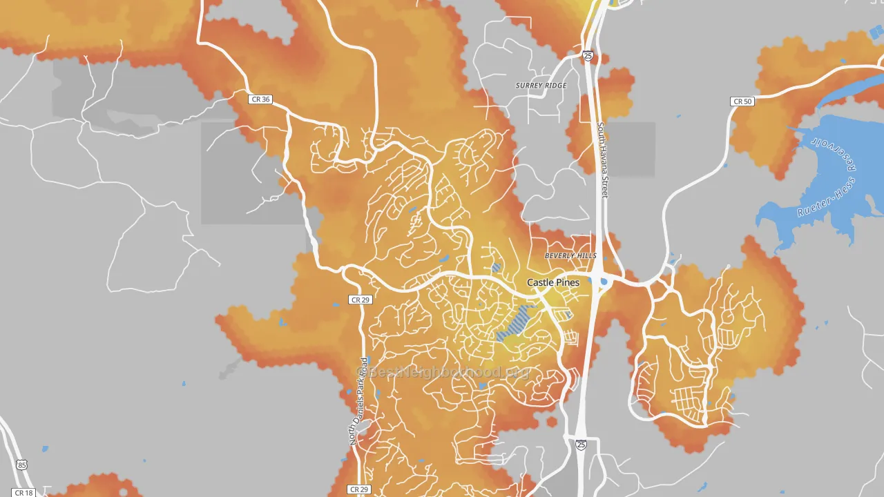 Bike Grade map of Castle Pines North, CO
