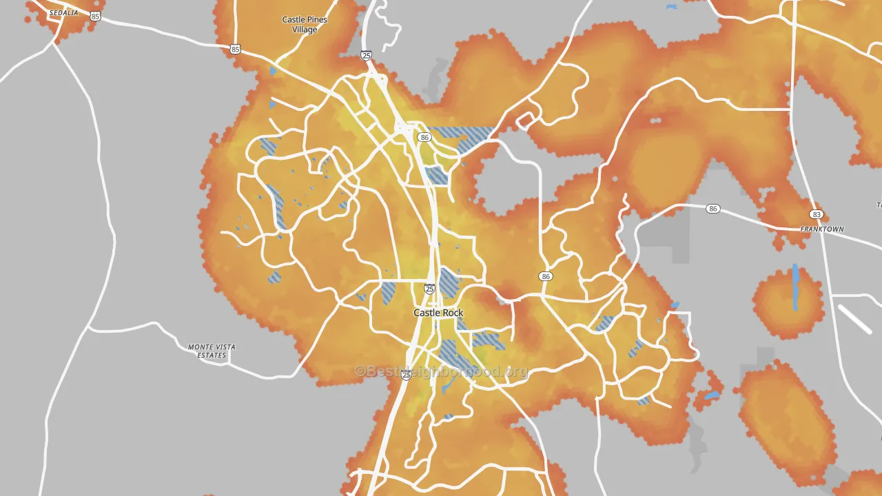 Bike Grade map of Castle Rock, CO