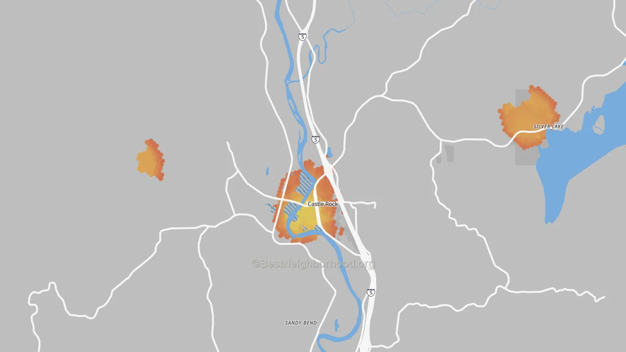 Bike Grade map of Castle Rock, WA