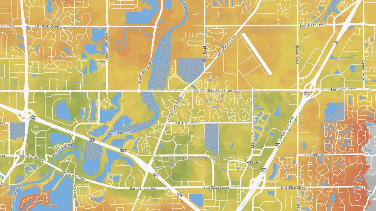 Bike Grade map of Castleton, Indianapolis, IN