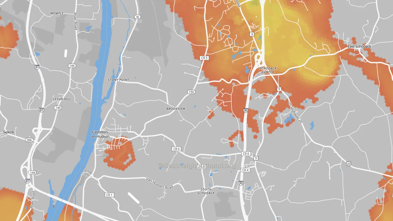 Bike Grade map of Castleton On Hudson, NY