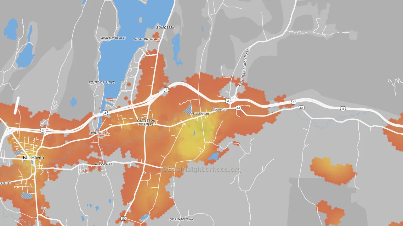 Bike Grade map of Castleton, VT