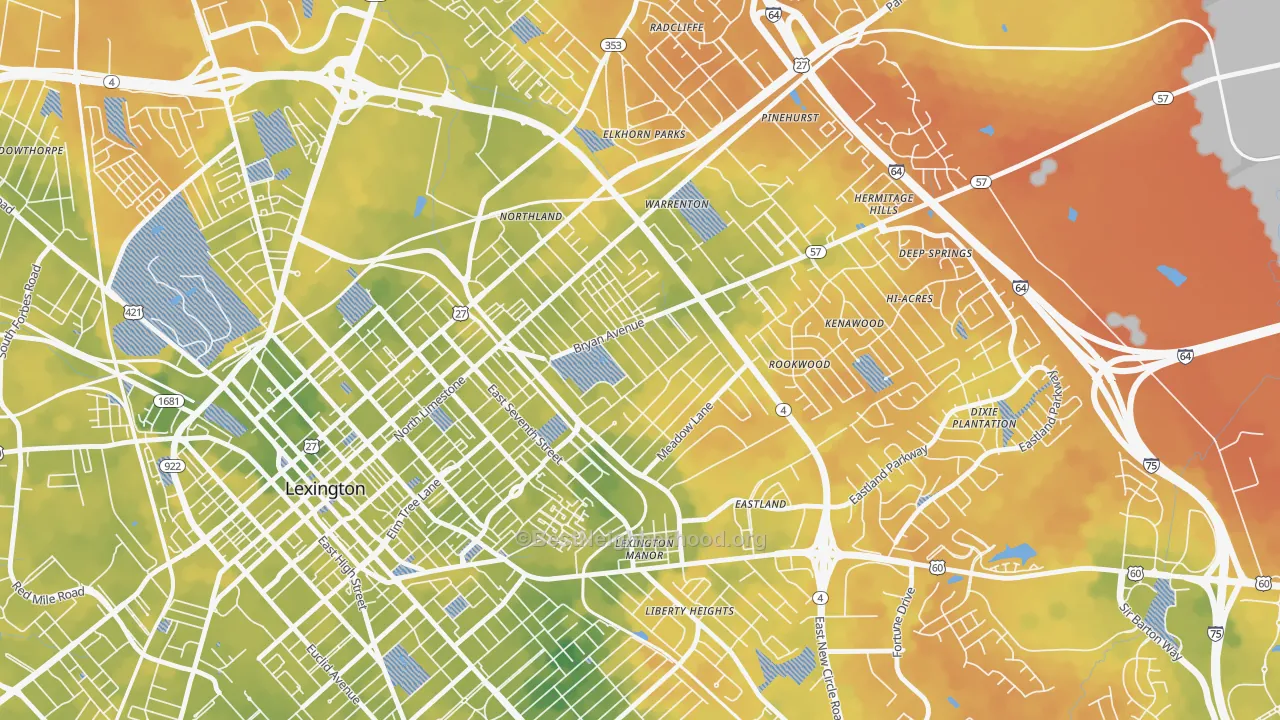Bike Grade map of Castlewood Park, Lexington, KY