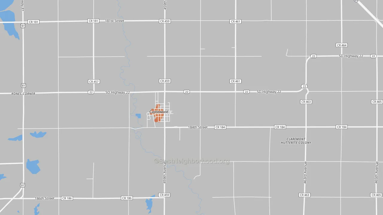 Bike Grade map of Castlewood, SD