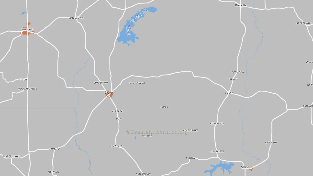 Bike Grade map of Castor, LA