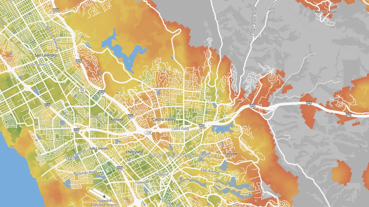 Bike Grade map of Castro Valley, CA