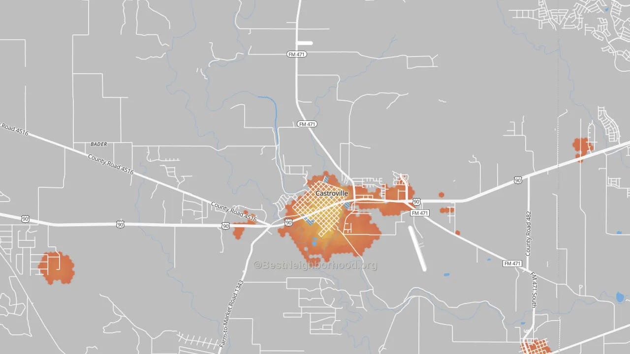 Bike Grade map of Castroville, TX