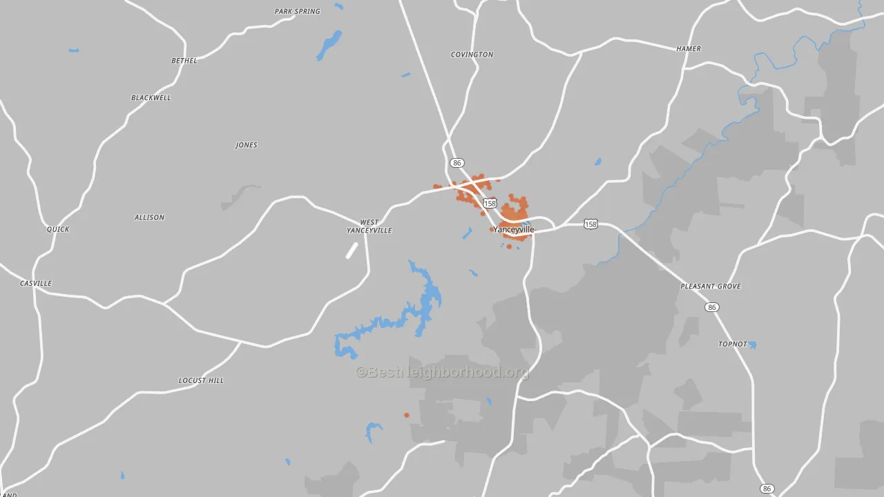 Bike Grade map of Caswell County, NC