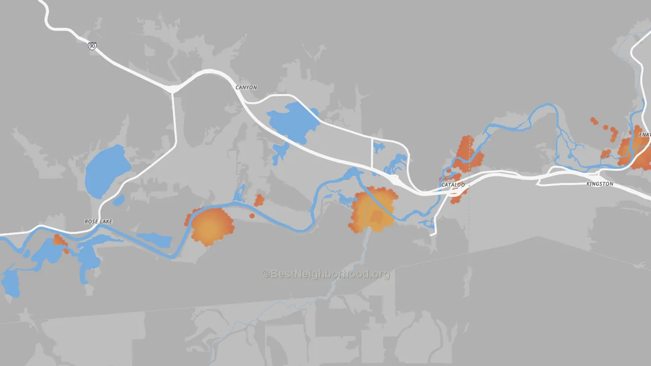 Bike Grade map of Cataldo, ID