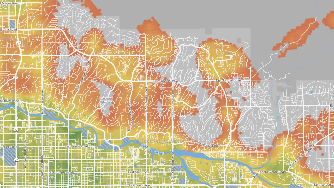 Bike Grade map of Catalina Foothills, AZ