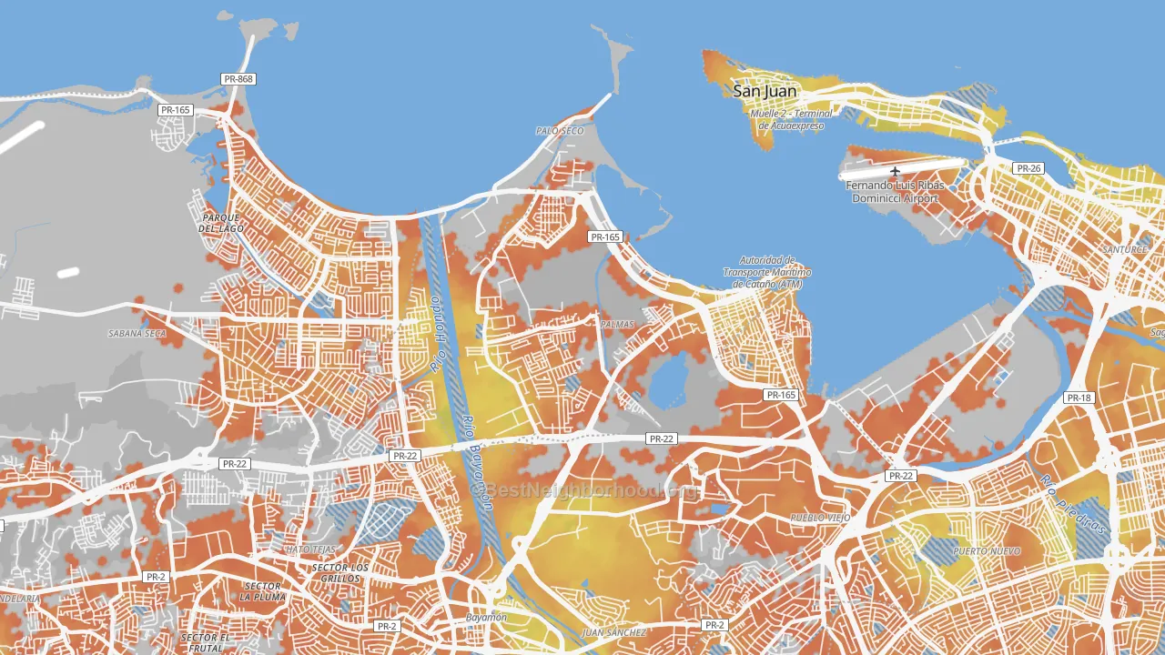 Bike Grade map of Catano, PR