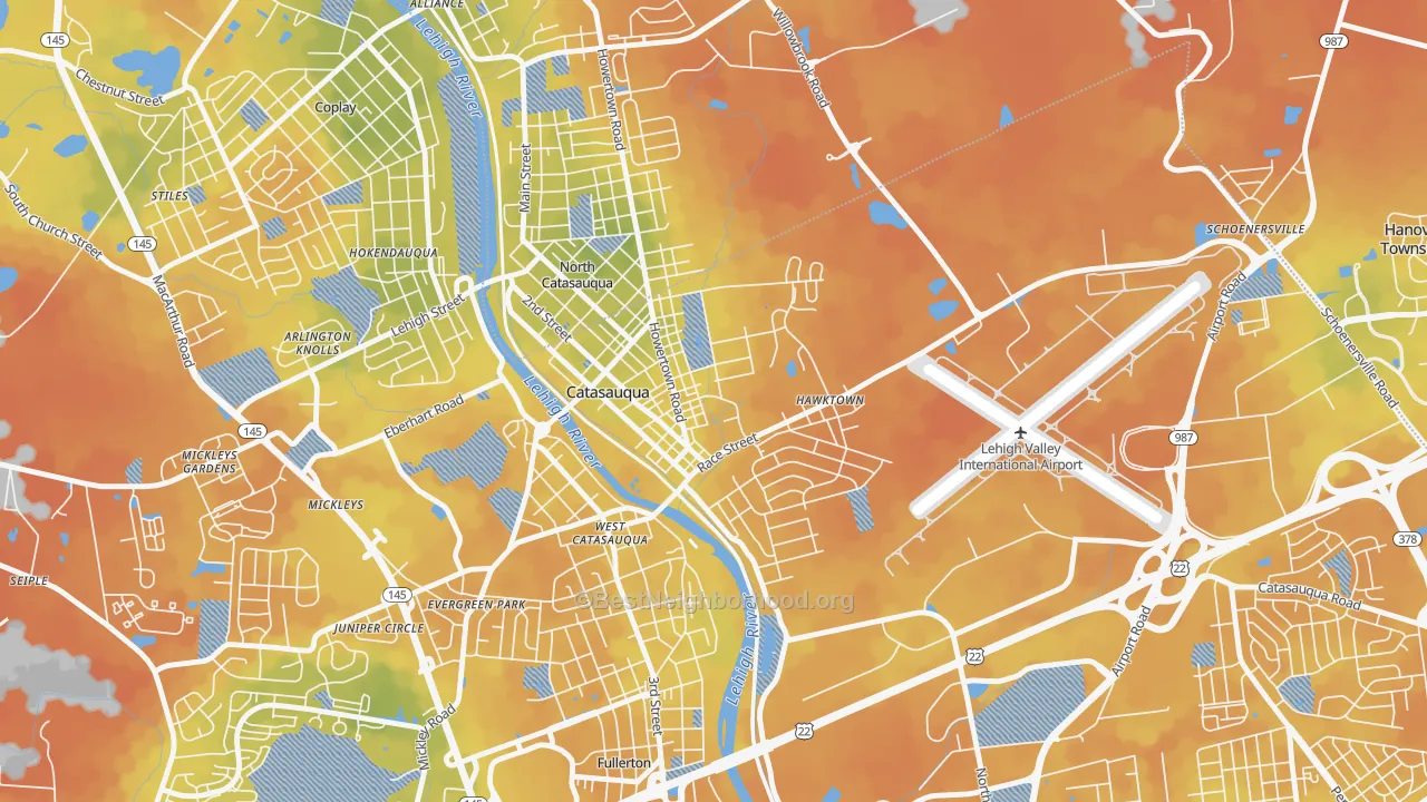Bike Grade map of Catasauqua, PA