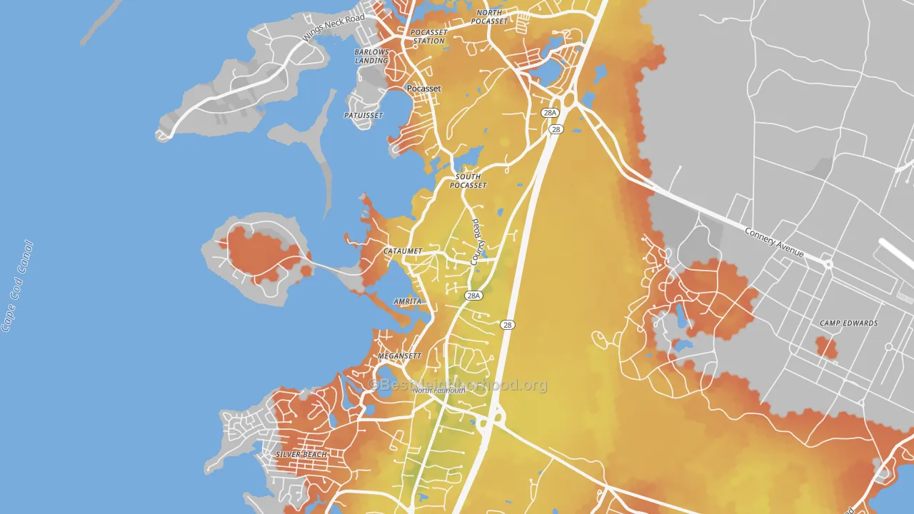 Bike Grade map of Cataumet, MA