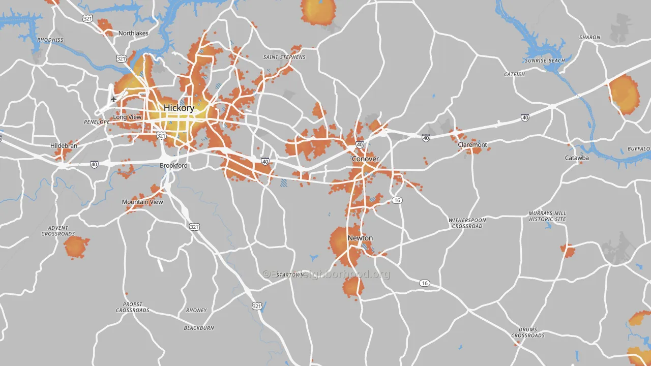 Bike Grade map of Catawba County, NC