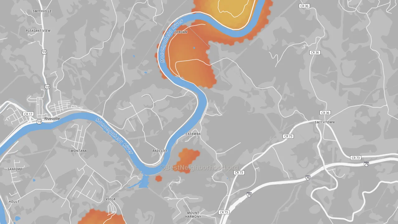 Bike Grade map of Catawba, WV