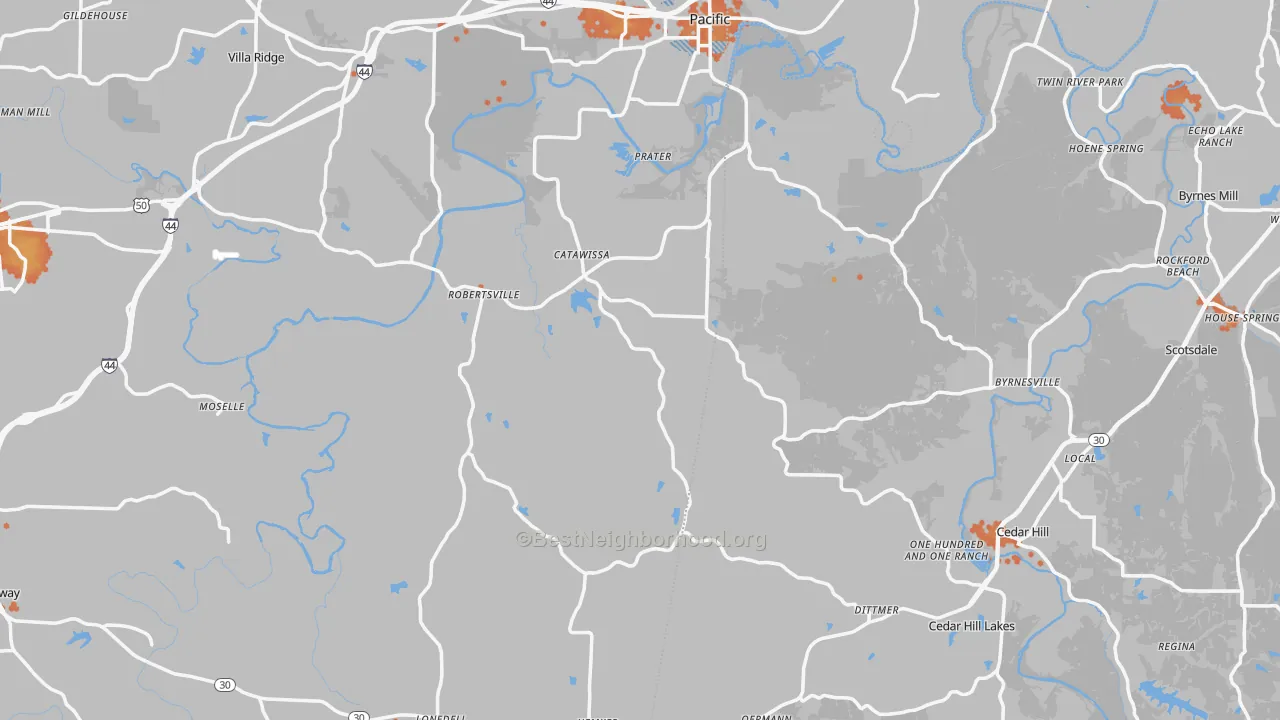 Bike Grade map of Catawissa, MO