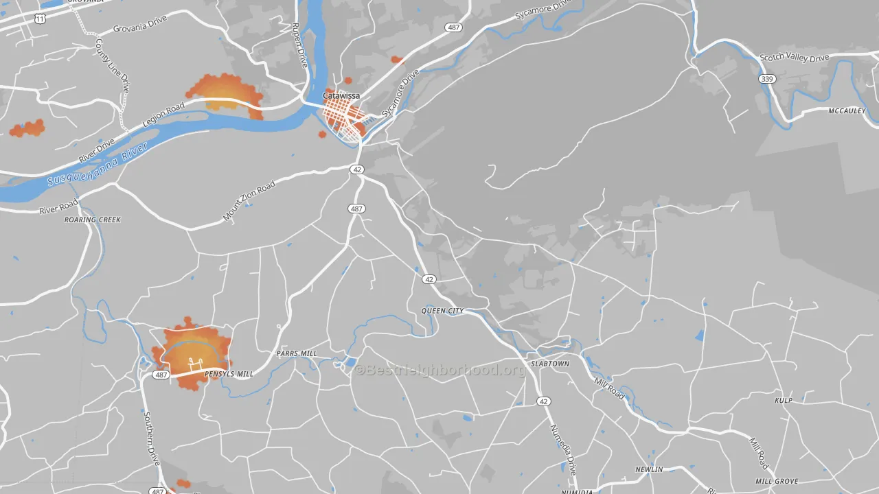 Bike Grade map of Catawissa, PA