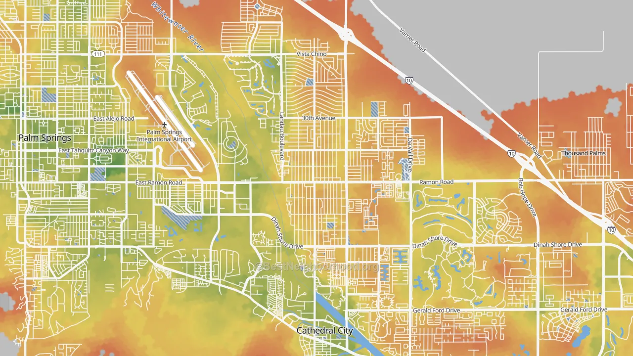 Bike Grade map of Cathedral City, CA