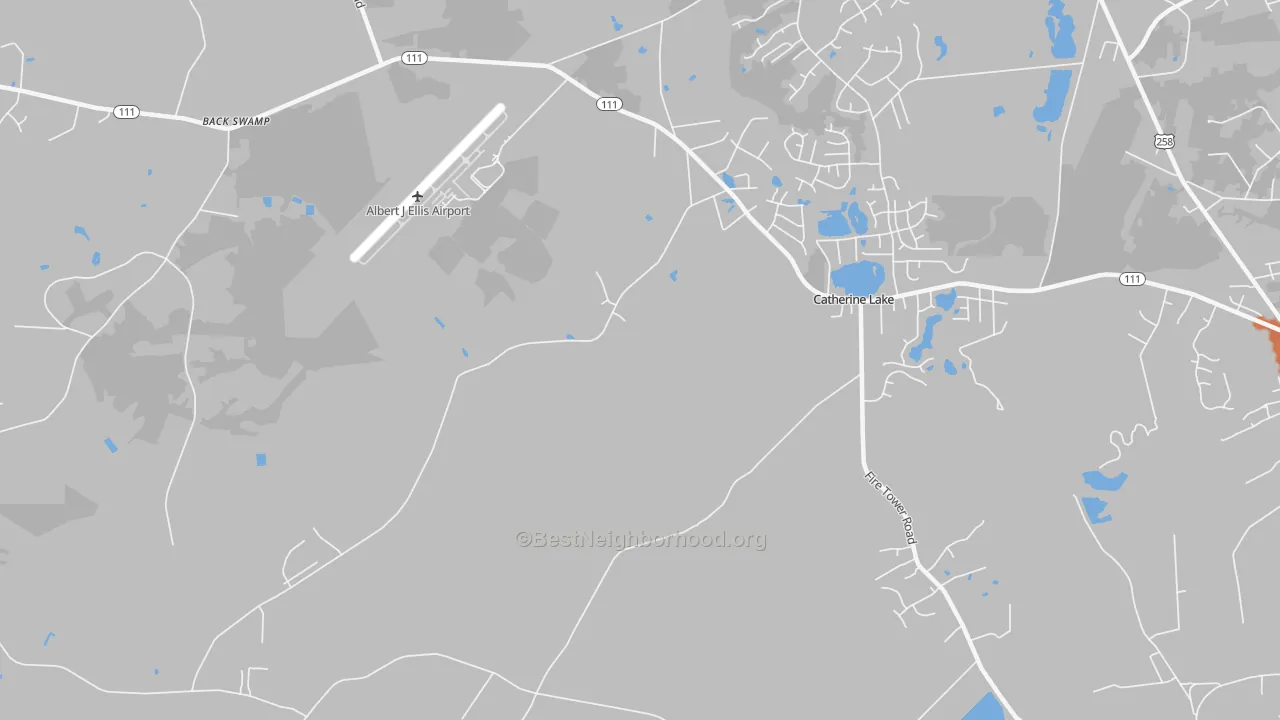 Bike Grade map of Catherine Lake, NC