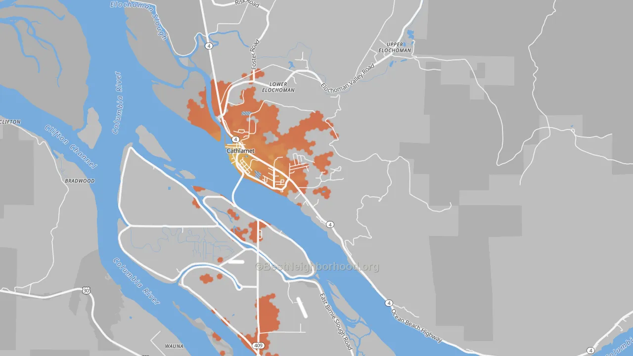 Bike Grade map of Cathlamet, WA