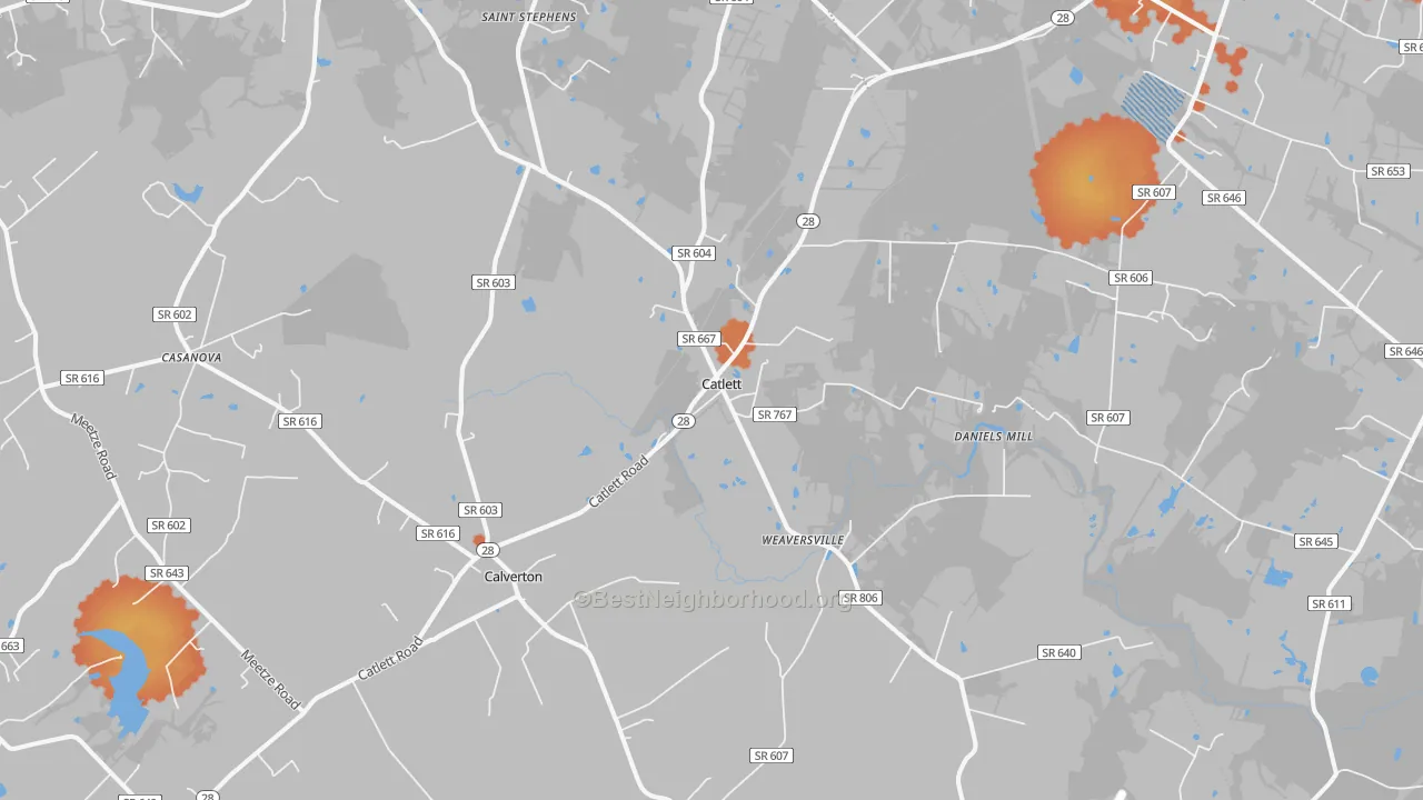Bike Grade map of Catlett, VA