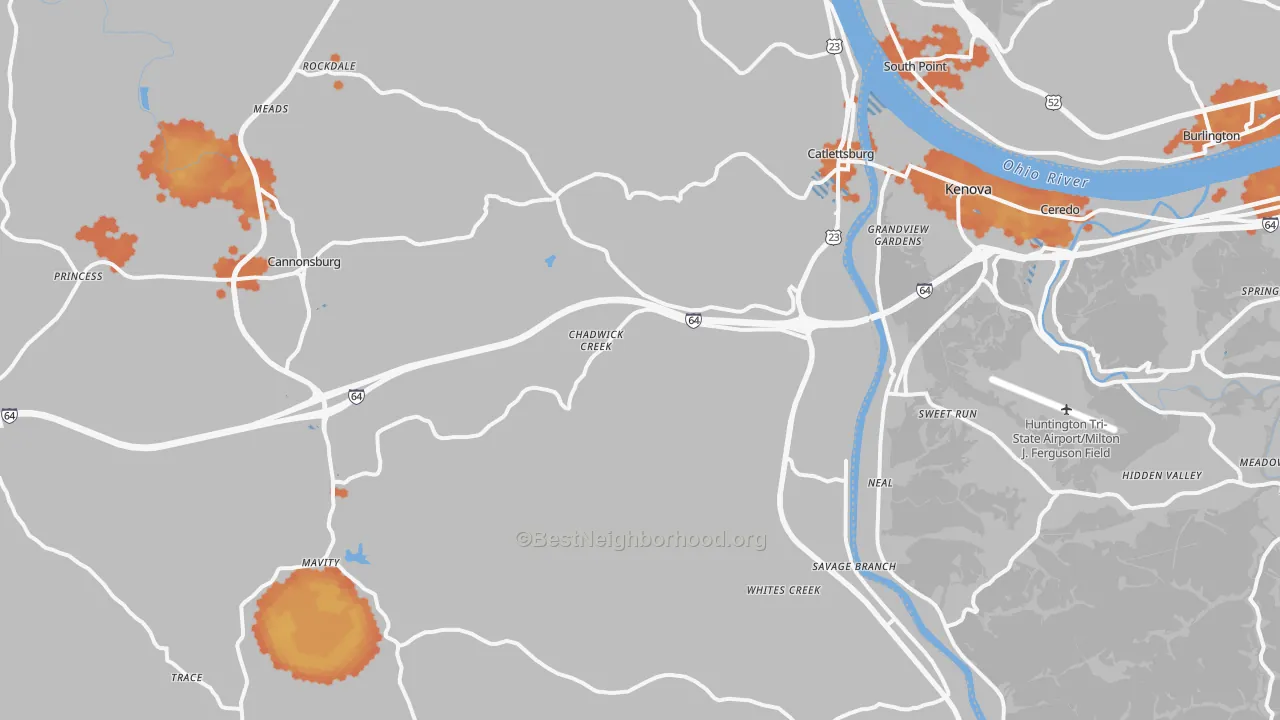 Bike Grade map of Catlettsburg, KY