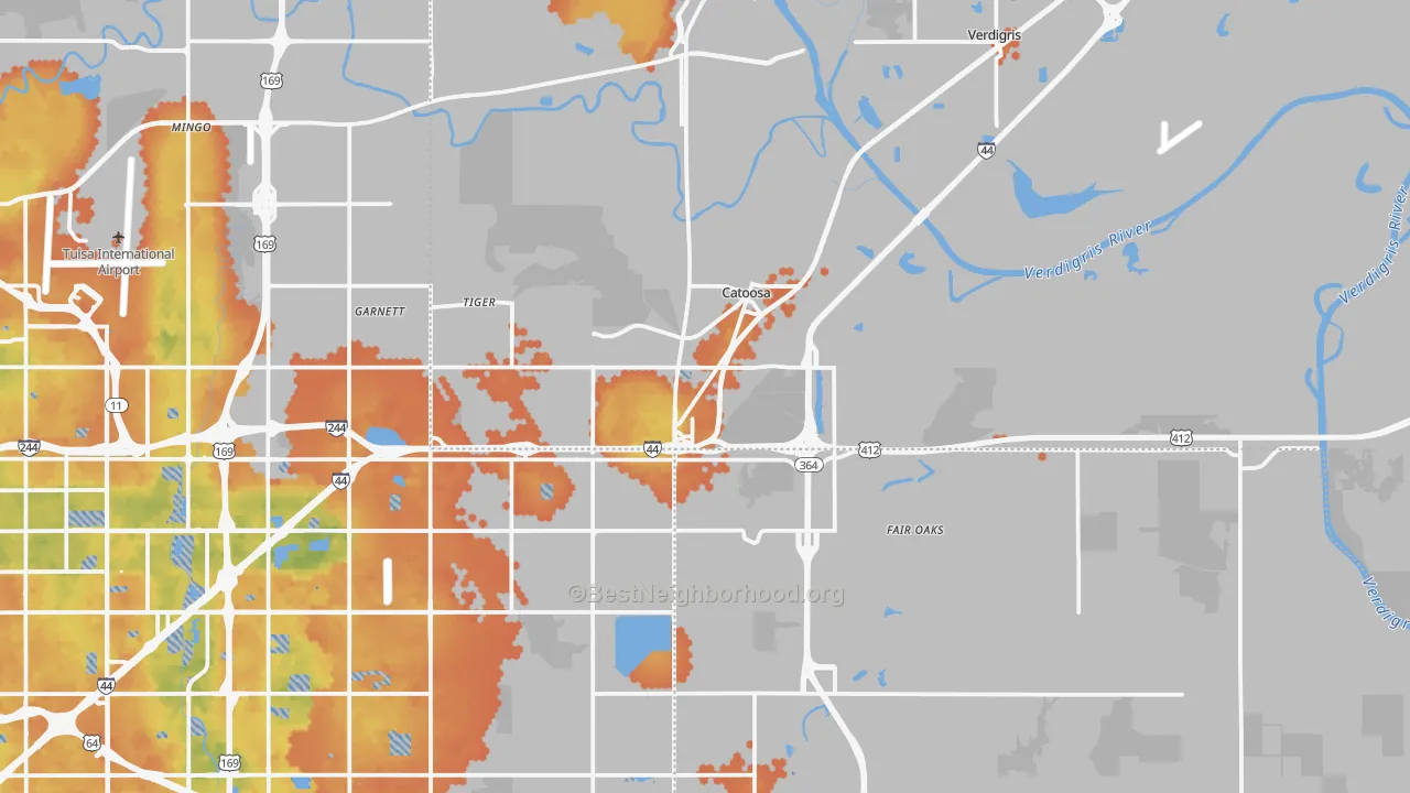 Bike Grade map of Catoosa, OK