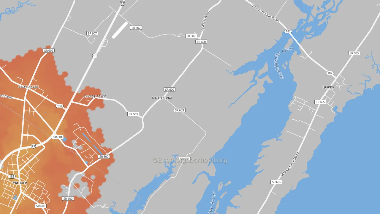 Bike Grade map of Cats Bridge, VA