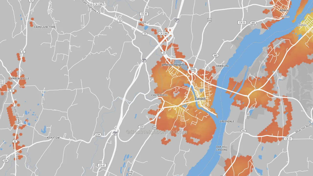 Bike Grade map of Catskill, NY