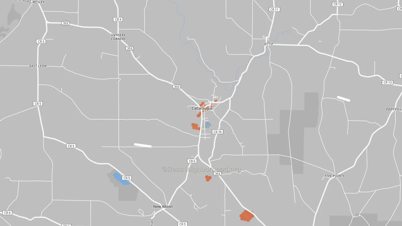 Bike Grade map of Cattaraugus, NY