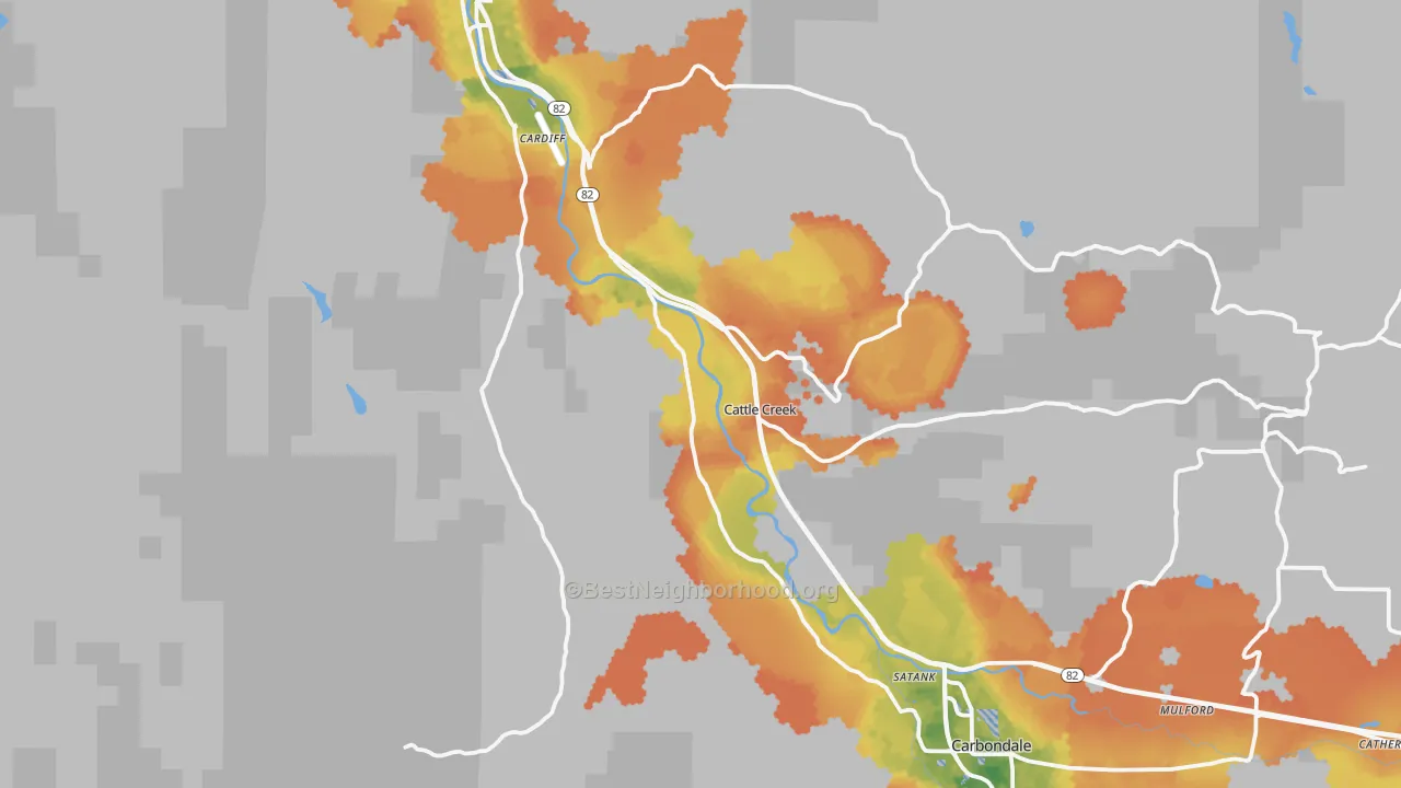 Bike Grade map of Cattle Creek, CO