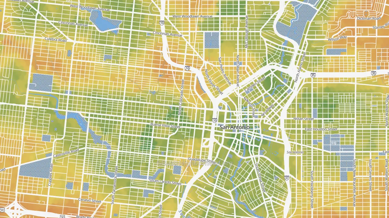 Bike Grade map of Cattleman Square, San Antonio, TX