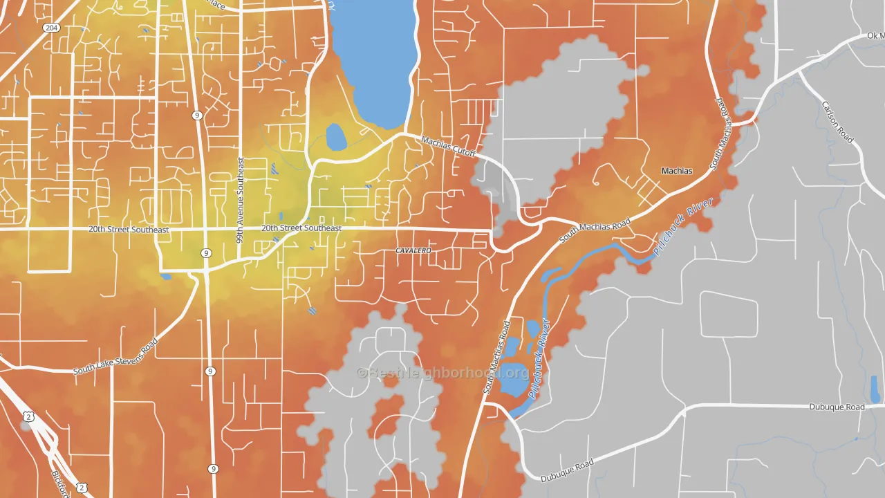 Bike Grade map of Cavalero, WA