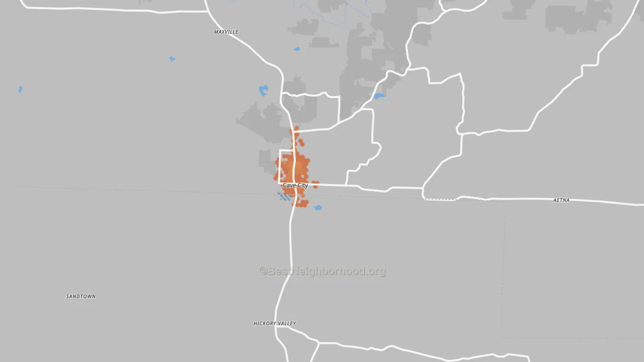 Bike Grade map of Cave City, AR